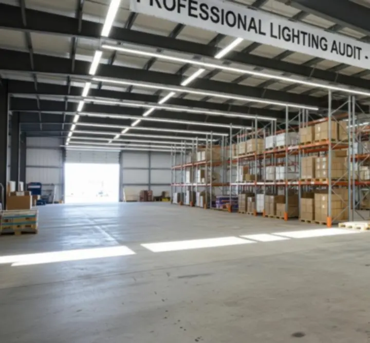 Industrieel verlichtingssysteem tijdens een professionele lichtaudit