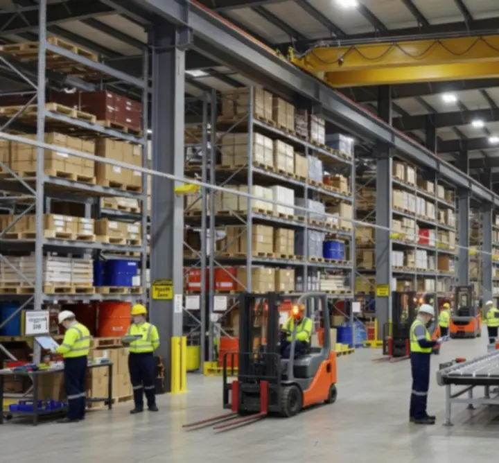 Heldere industriële hal met moderne LED-verlichtingsoplossing