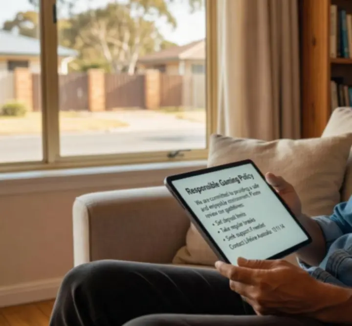 Person reviewing responsible lotto gaming guidelines online