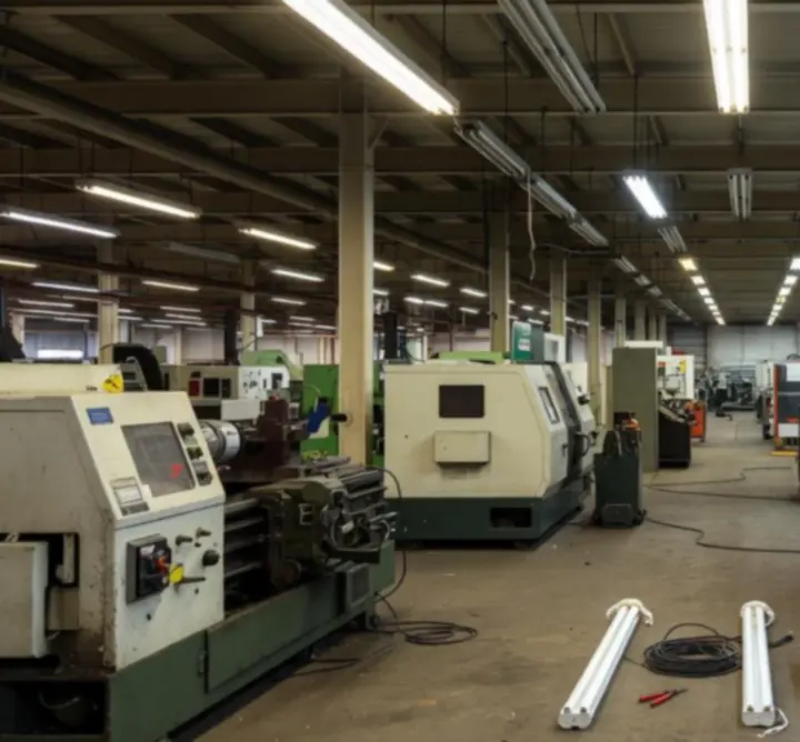 Industrieel verlichtingssysteem tijdens een LED-upgrade